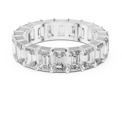 Emerald Cut Lab-Grown Diamond Full Eternity Matching Ring in Yellow Gold