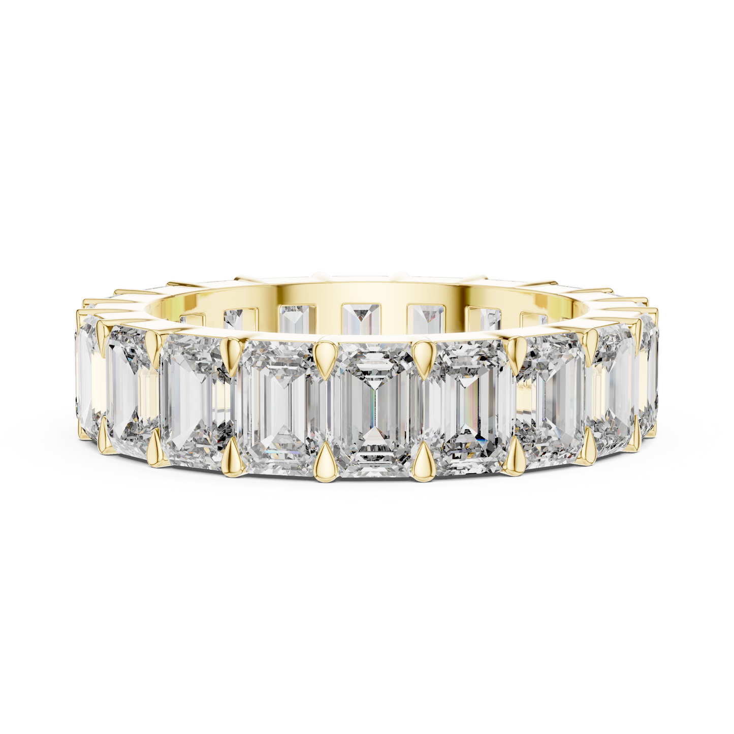 Emerald Cut Lab-Grown Diamond Full Eternity Matching Ring in Yellow Gold