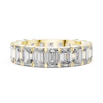Emerald Cut Lab-Grown Diamond Full Eternity Matching Ring in Yellow Gold