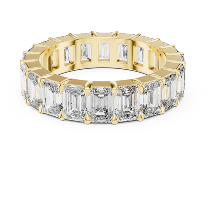 Emerald Cut Lab-Grown Diamond Full Eternity Matching Ring in Yellow Gold