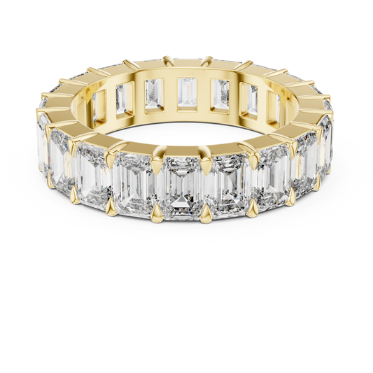 Emerald Cut Lab-Grown Diamond Full Eternity Matching Ring in Yellow Gold