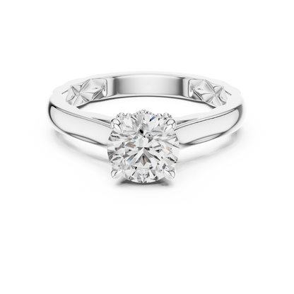 Round Solitaire Lab-Grown Diamond Ring with Textured Rose Gold Band