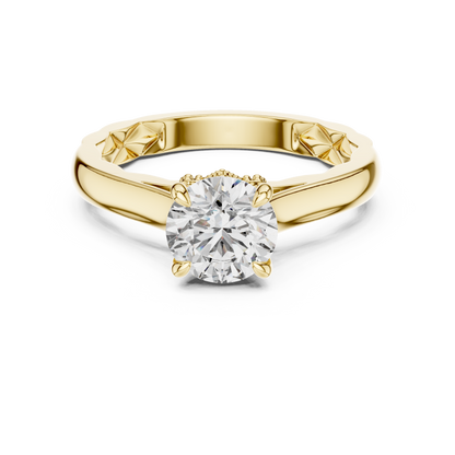 Round Solitaire Lab-Grown Diamond Ring with Textured Rose Gold Band