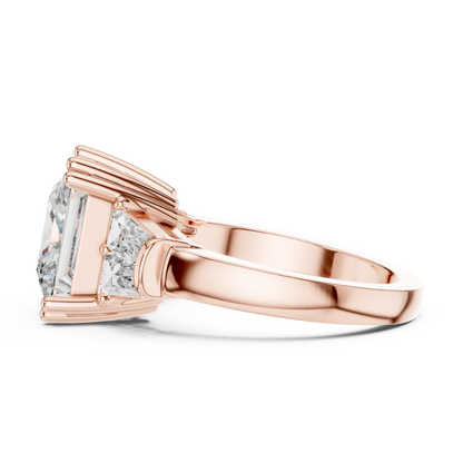 Princess Cut Three Stone Lab-Grown Diamond Ring with Trillion Side Stones in White Gold