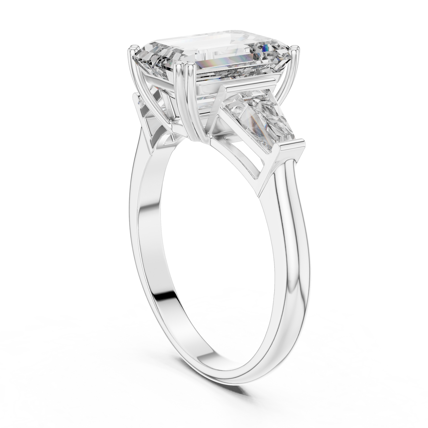 Three Stone Emerald Cut Lab-Grown Diamond  Ring in 14K Rose Gold