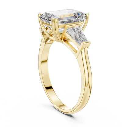 Three Stone Emerald Cut Lab-Grown Diamond  Ring in 14K Rose Gold