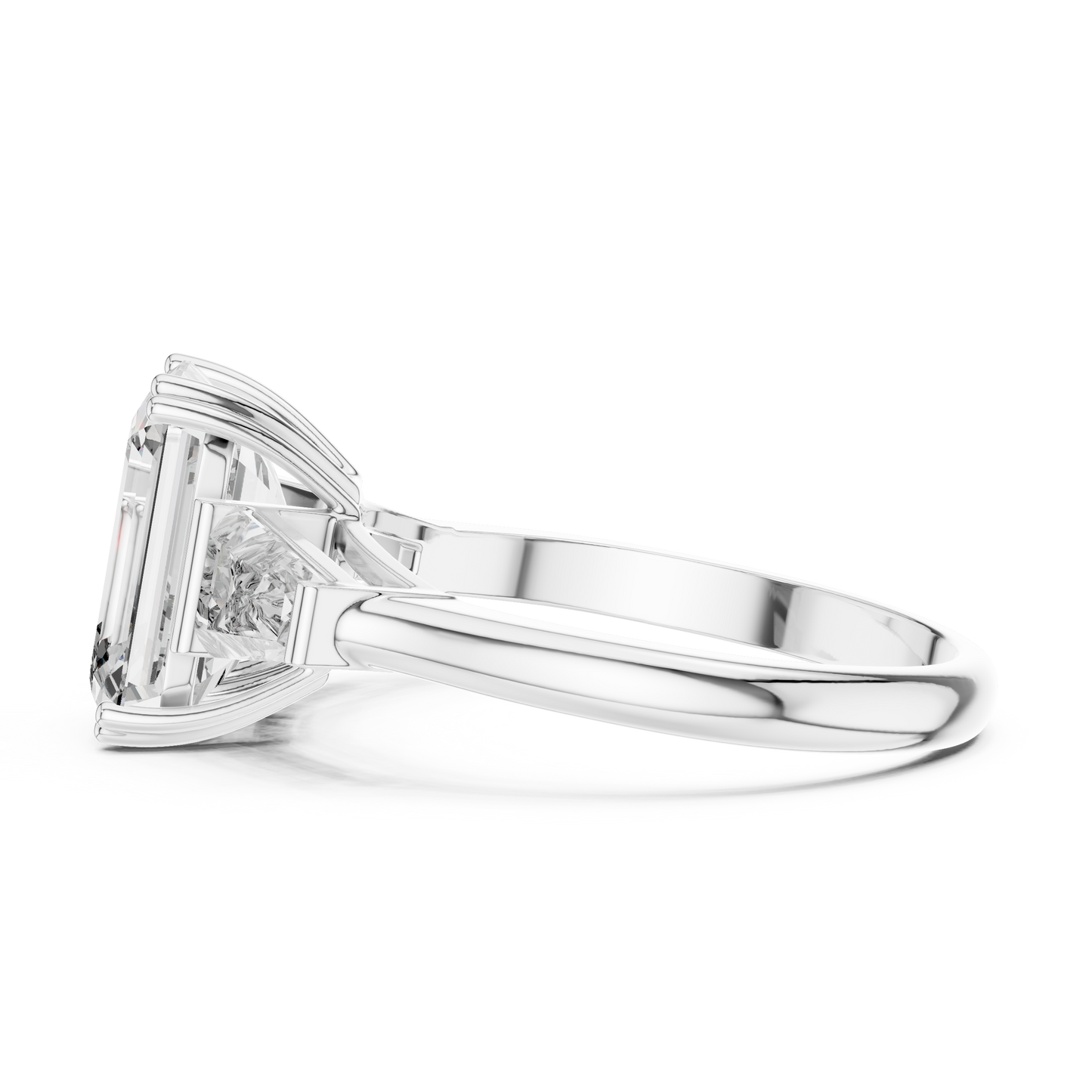 Three Stone Emerald Cut Lab-Grown Diamond  Ring in 14K Rose Gold