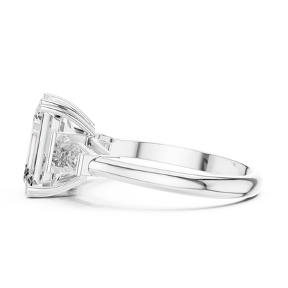 Three Stone Emerald Cut Lab-Grown Diamond  Ring in 14K Rose Gold