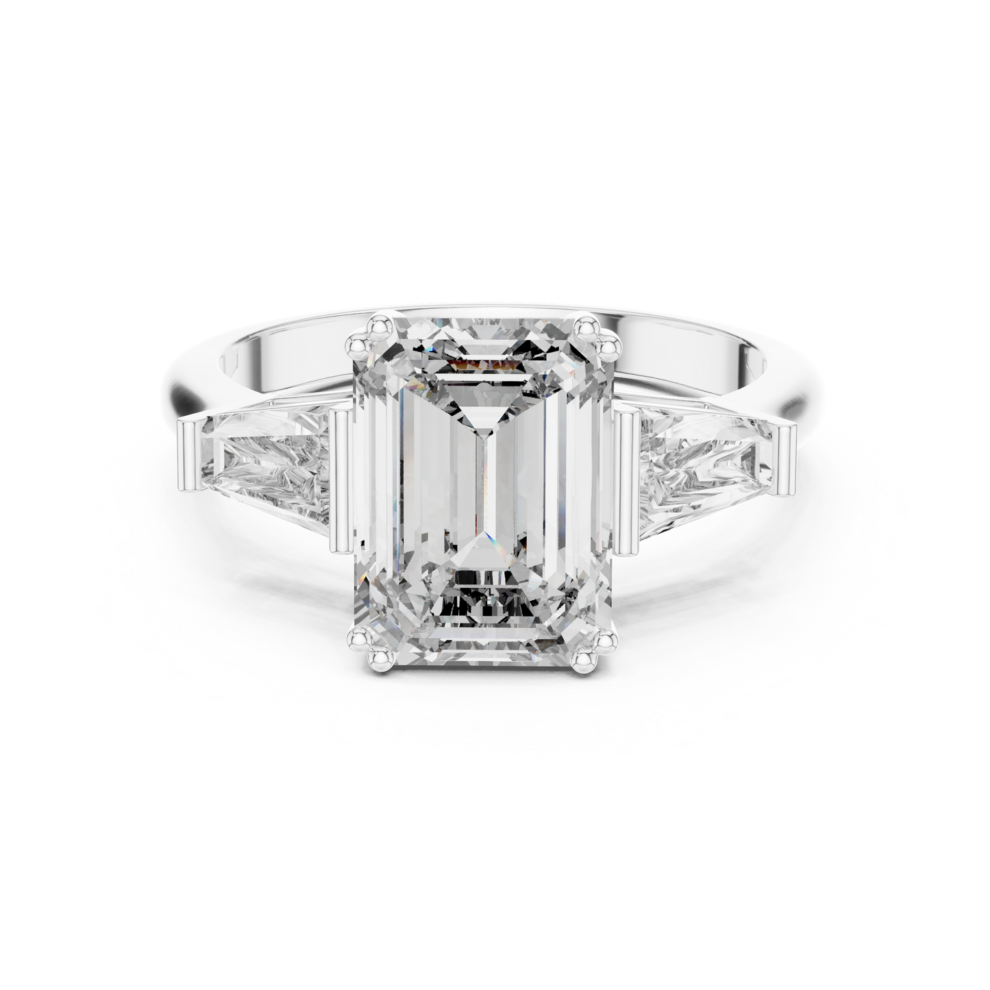Three Stone Emerald Cut Lab-Grown Diamond  Ring in 14K Rose Gold