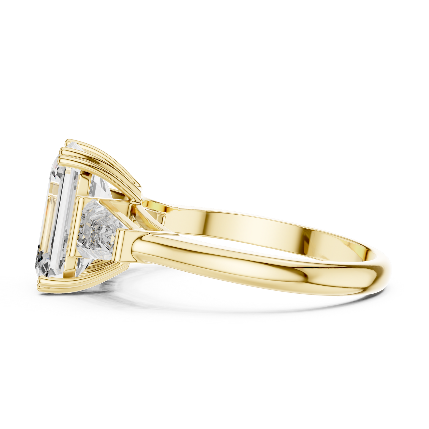 Three Stone Emerald Cut Lab-Grown Diamond  Ring in 14K Rose Gold