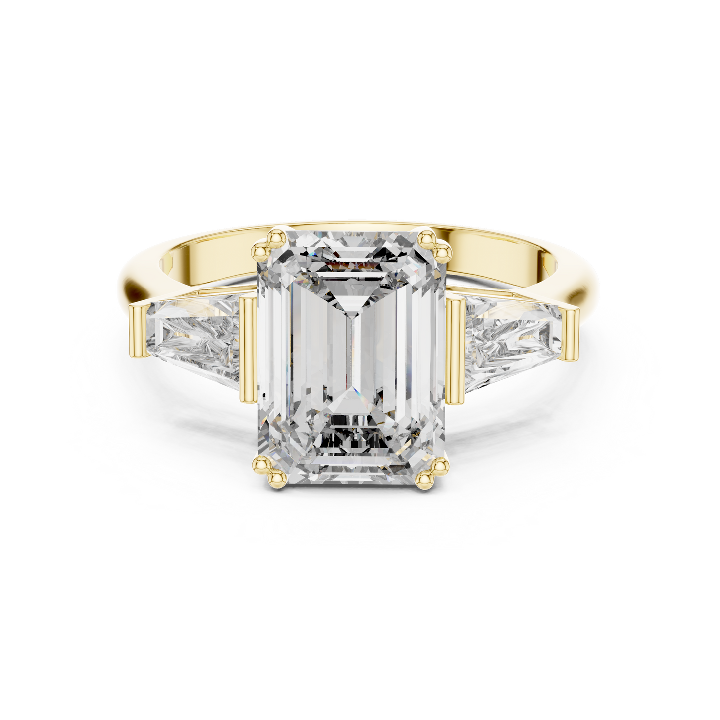 Three Stone Emerald Cut Lab-Grown Diamond  Ring in 14K Rose Gold
