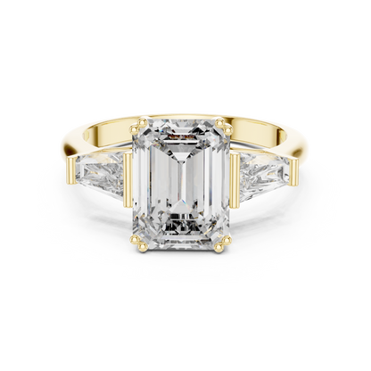 Three Stone Emerald Cut Lab-Grown Diamond  Ring in 14K Rose Gold