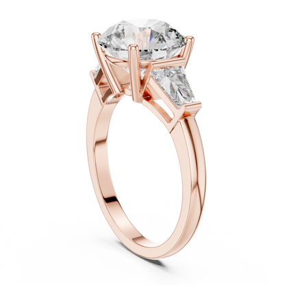 Three Stone Round Lab-Grown Diamond Ring in 14K Yellow Gold