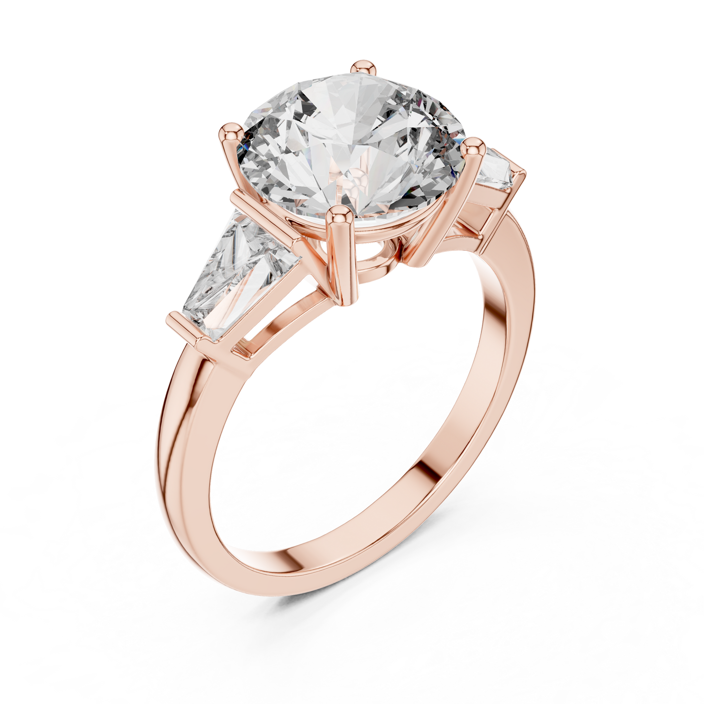 Three Stone Round Lab-Grown Diamond Ring in 14K Yellow Gold