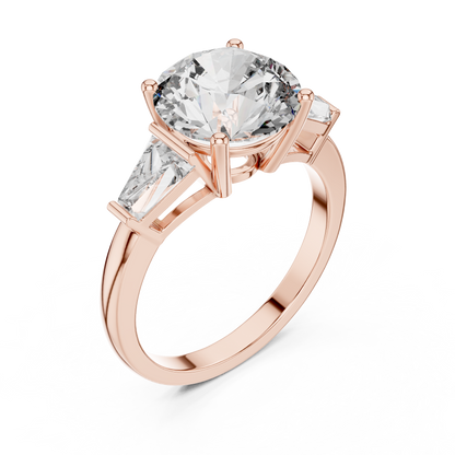 Three Stone Round Lab-Grown Diamond Ring in 14K Yellow Gold