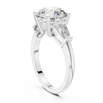 Three Stone Round Lab-Grown Diamond Ring in 14K Yellow Gold