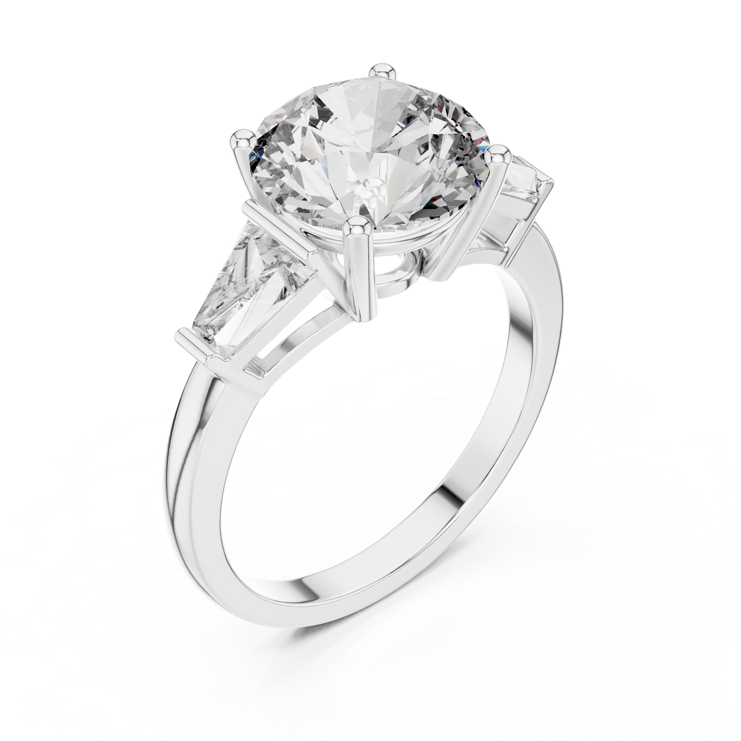 Three Stone Round Lab-Grown Diamond Ring in 14K Yellow Gold