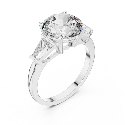 Three Stone Round Lab-Grown Diamond Ring in 14K Yellow Gold
