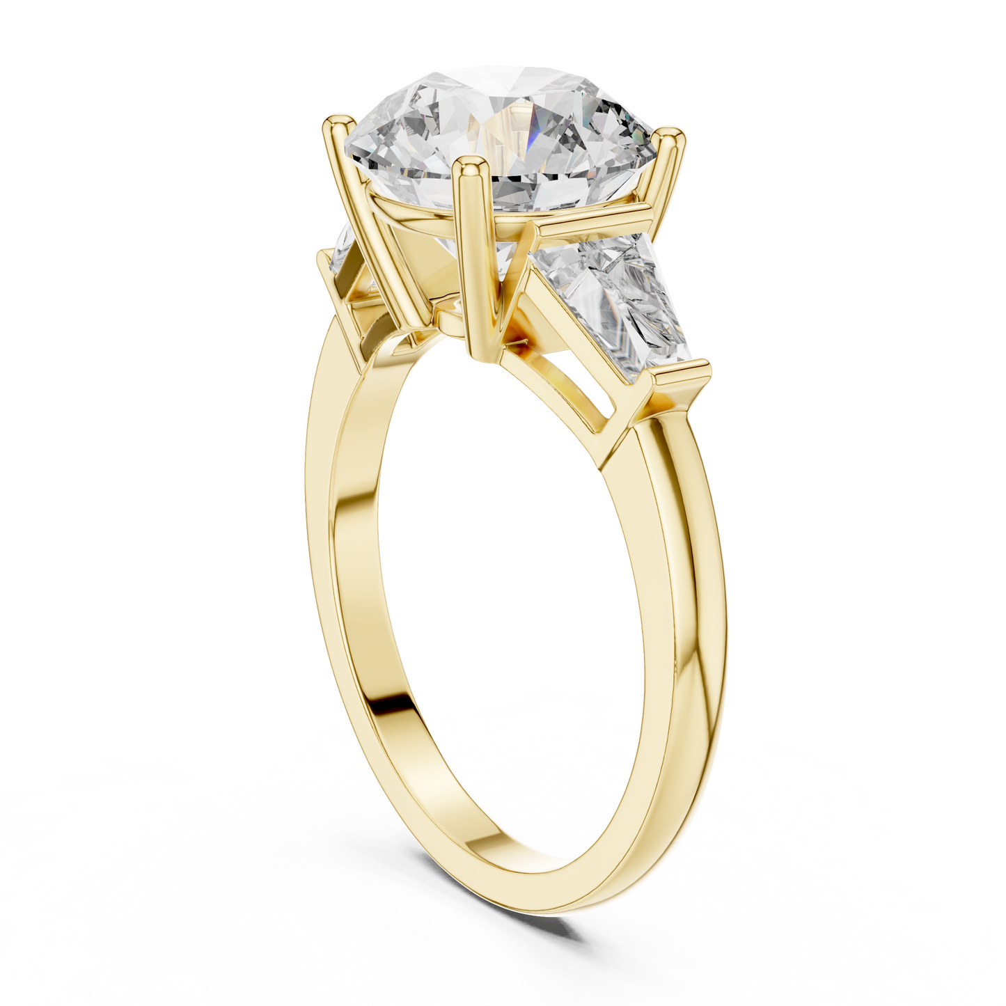 Three Stone Round Lab-Grown Diamond Ring in 14K Yellow Gold