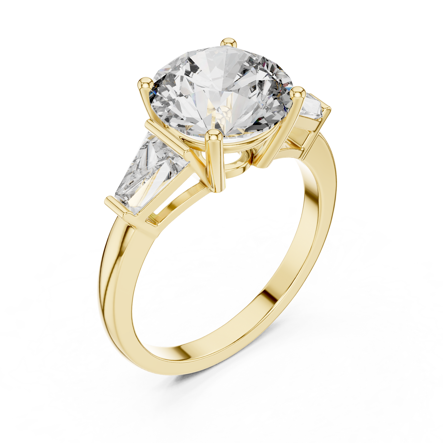 Three Stone Round Lab-Grown Diamond Ring in 14K Yellow Gold