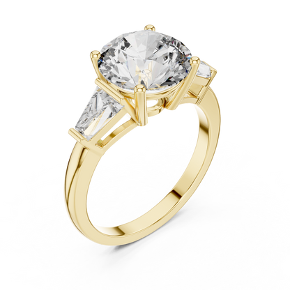 Three Stone Round Lab-Grown Diamond Ring in 14K Yellow Gold