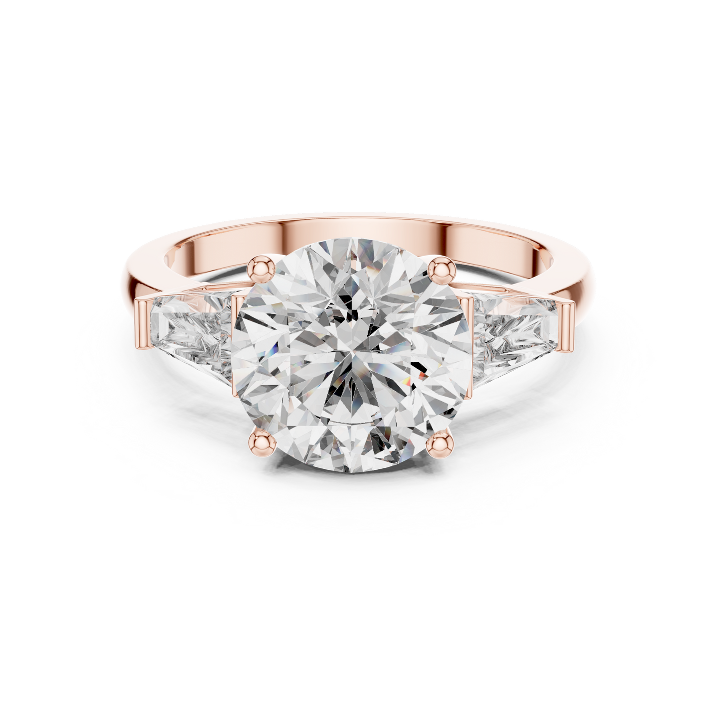 Three Stone Round Lab-Grown Diamond Ring in 14K Yellow Gold