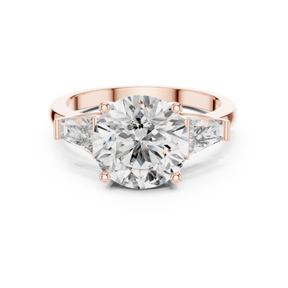 Three Stone Round Lab-Grown Diamond Ring in 14K Yellow Gold