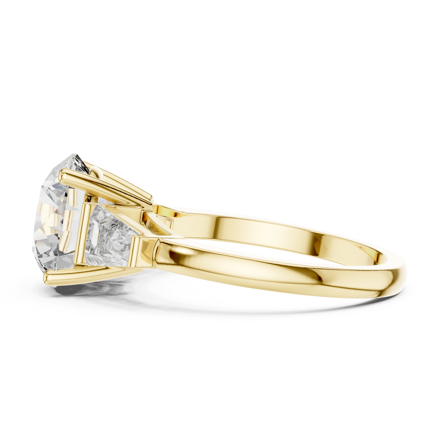 Three Stone Round Lab-Grown Diamond Ring in 14K Yellow Gold