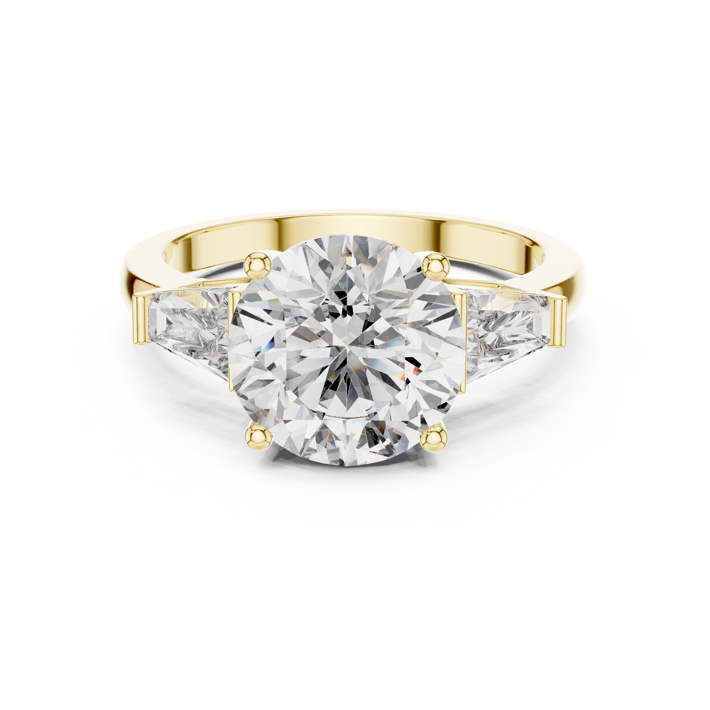 Three Stone Round Lab-Grown Diamond Ring in 14K Yellow Gold