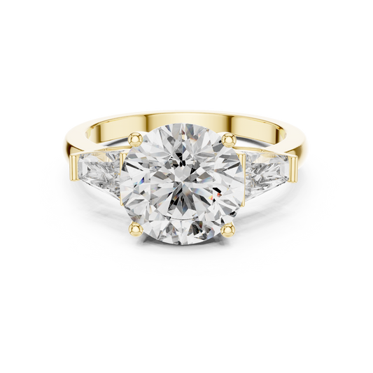 Three Stone Round Lab-Grown Diamond Ring in 14K Yellow Gold