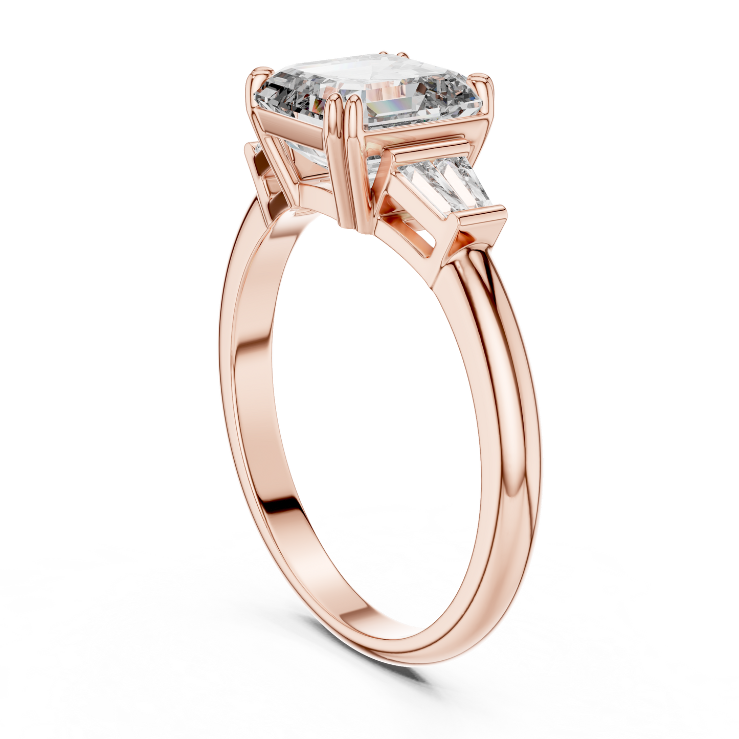 Three Stone Princess Cut Lab-Grown Diamond Ring in 14K White Gold