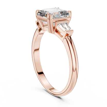 Three Stone Princess Cut Lab-Grown Diamond Ring in 14K White Gold