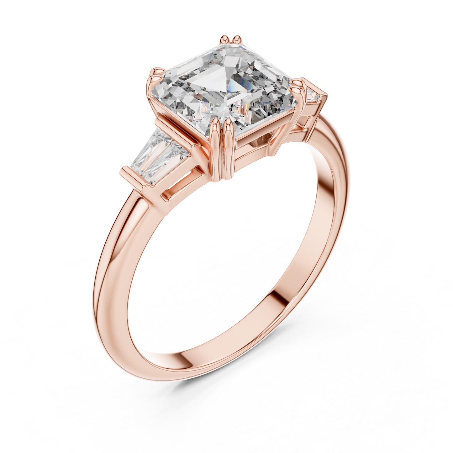 Three Stone Princess Cut Lab-Grown Diamond Ring in 14K White Gold