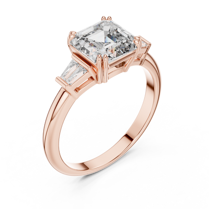 Three Stone Princess Cut Lab-Grown Diamond Ring in 14K White Gold