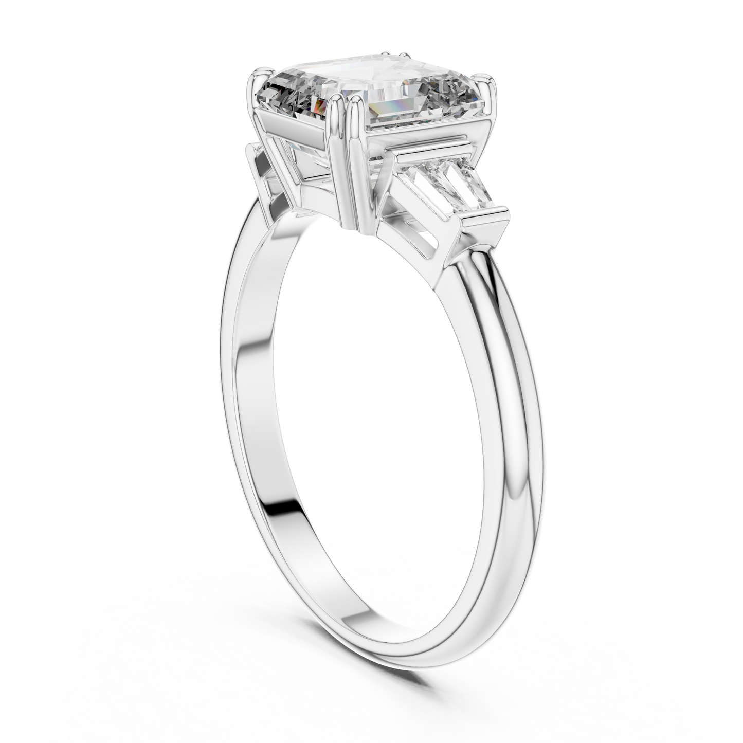 Three Stone Princess Cut Lab-Grown Diamond Ring in 14K White Gold