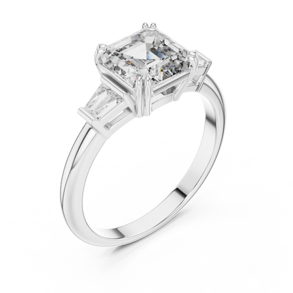 Three Stone Princess Cut Lab-Grown Diamond Ring in 14K White Gold