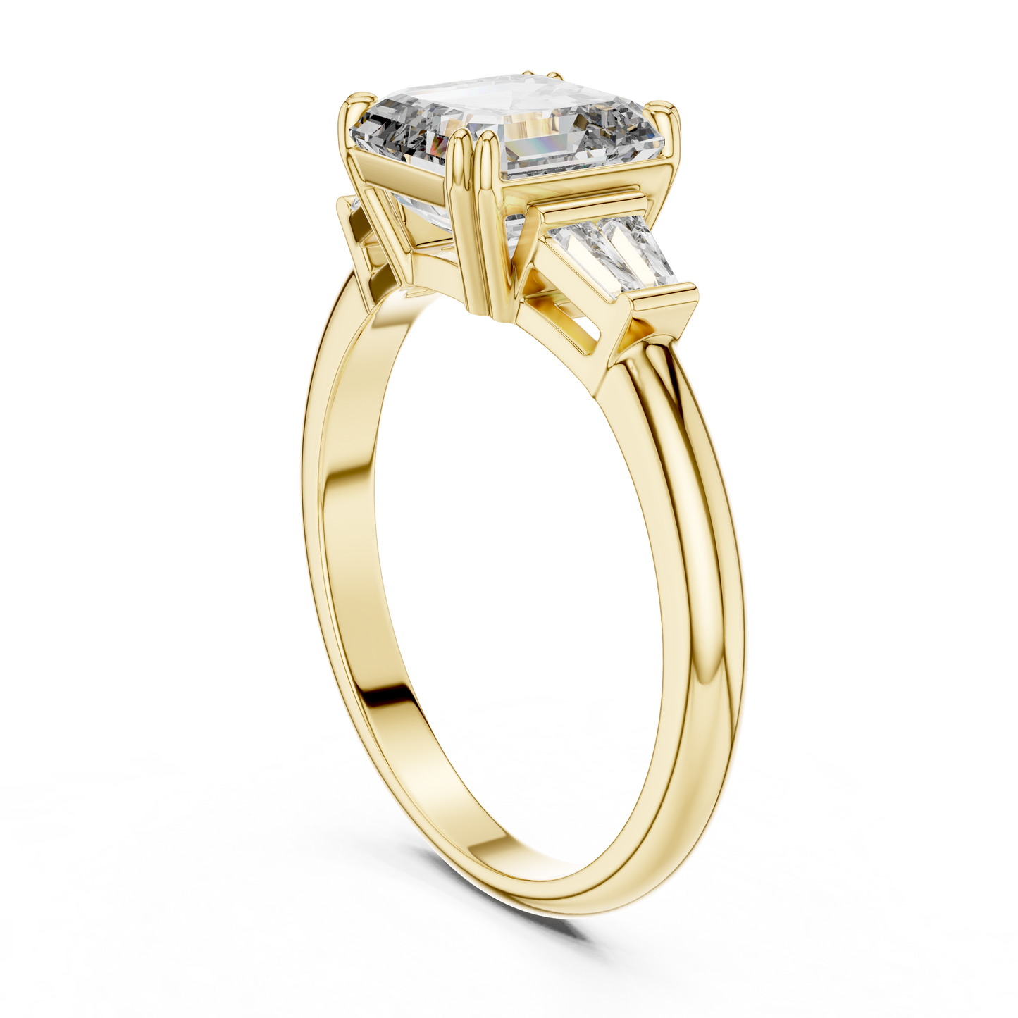 Three Stone Princess Cut Lab-Grown Diamond Ring in 14K White Gold