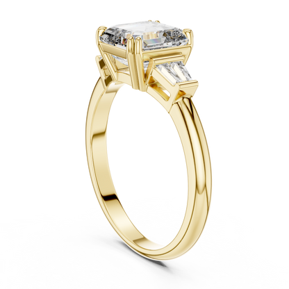 Three Stone Princess Cut Lab-Grown Diamond Ring in 14K White Gold