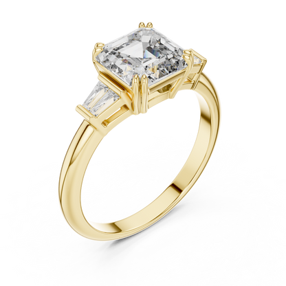 Three Stone Princess Cut Lab-Grown Diamond Ring in 14K White Gold
