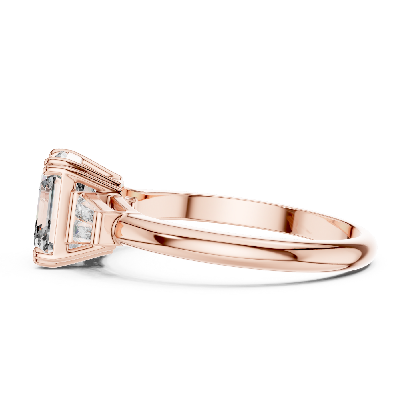Three Stone Princess Cut Lab-Grown Diamond Ring in 14K White Gold