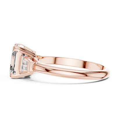 Three Stone Princess Cut Lab-Grown Diamond Ring in 14K White Gold