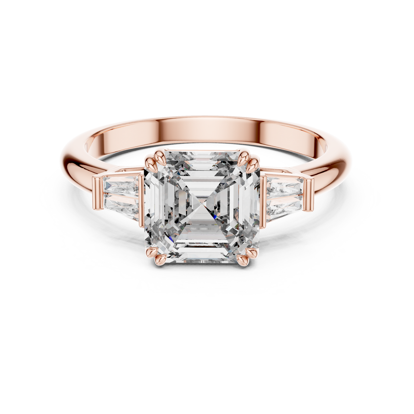 Three Stone Princess Cut Lab-Grown Diamond Ring in 14K White Gold