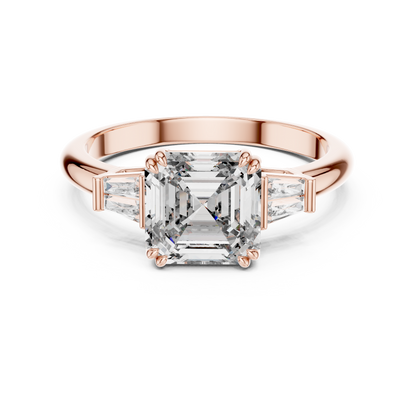Three Stone Princess Cut Lab-Grown Diamond Ring in 14K White Gold