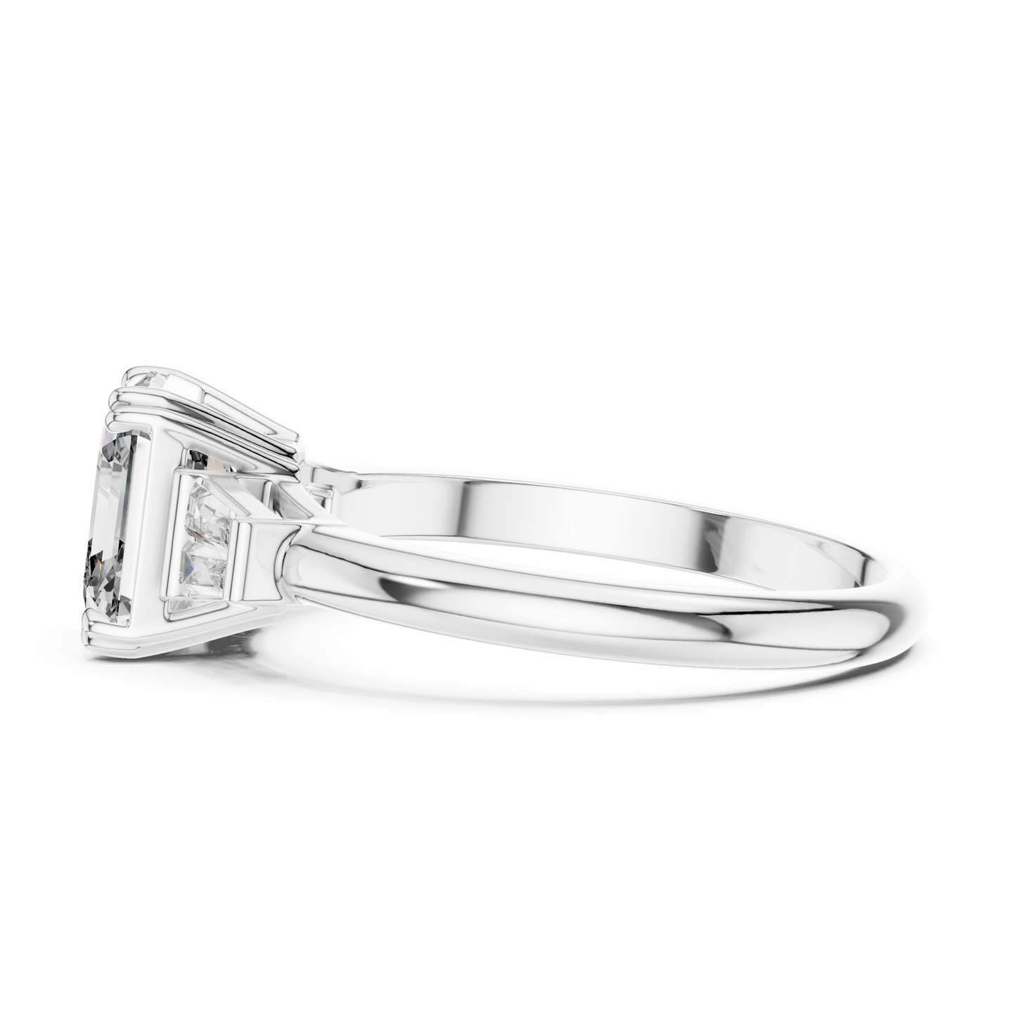Three Stone Princess Cut Lab-Grown Diamond Ring in 14K White Gold