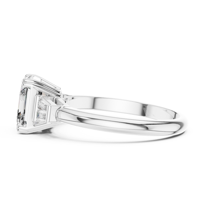 Three Stone Princess Cut Lab-Grown Diamond Ring in 14K White Gold