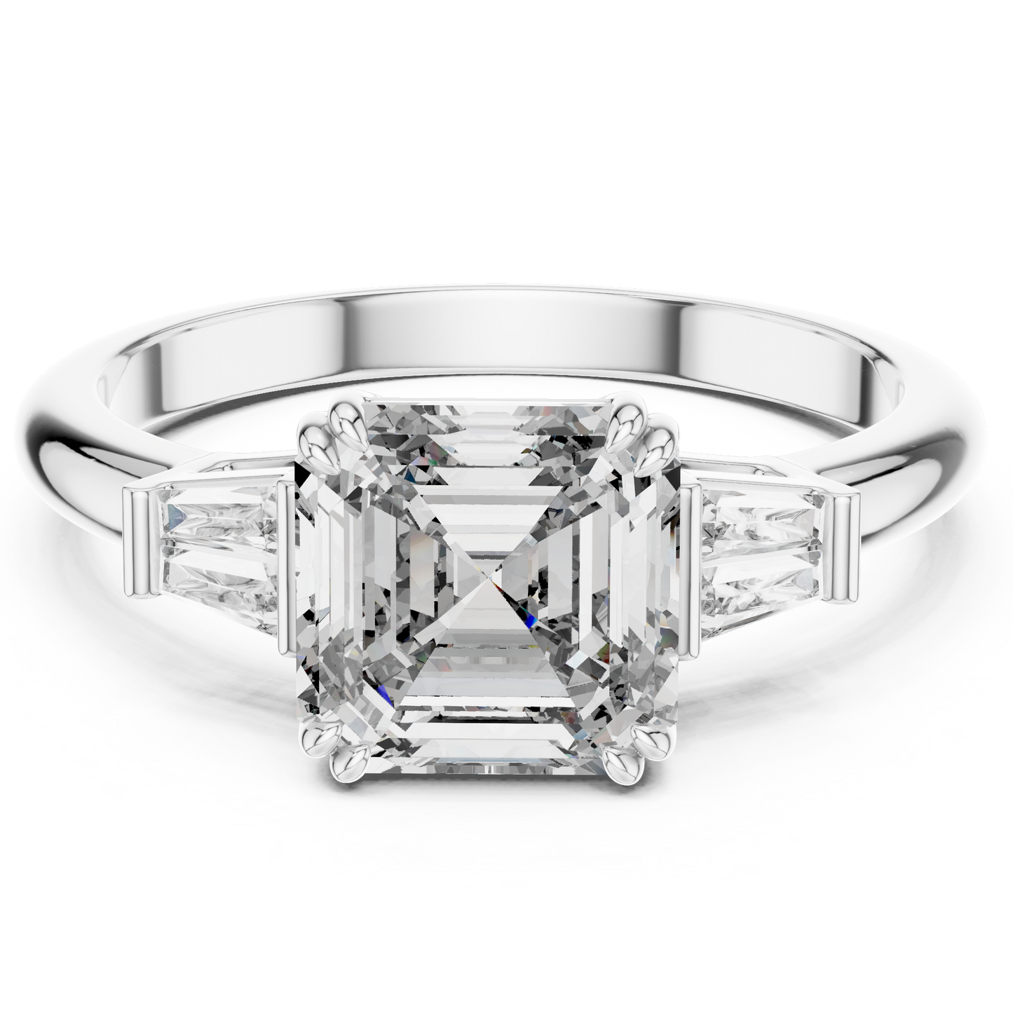 Three Stone Princess Cut Lab-Grown Diamond Ring in 14K White Gold