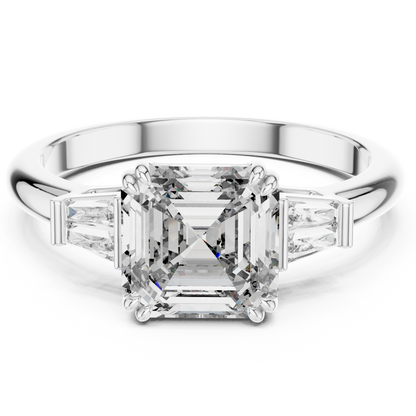 Three Stone Princess Cut Lab-Grown Diamond Ring in 14K White Gold