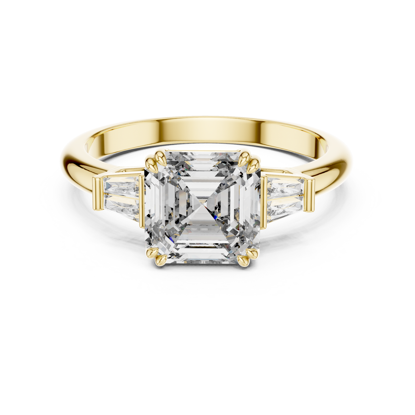 Three Stone Princess Cut Lab-Grown Diamond Ring in 14K White Gold