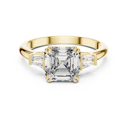 Three Stone Princess Cut Lab-Grown Diamond Ring in 14K White Gold