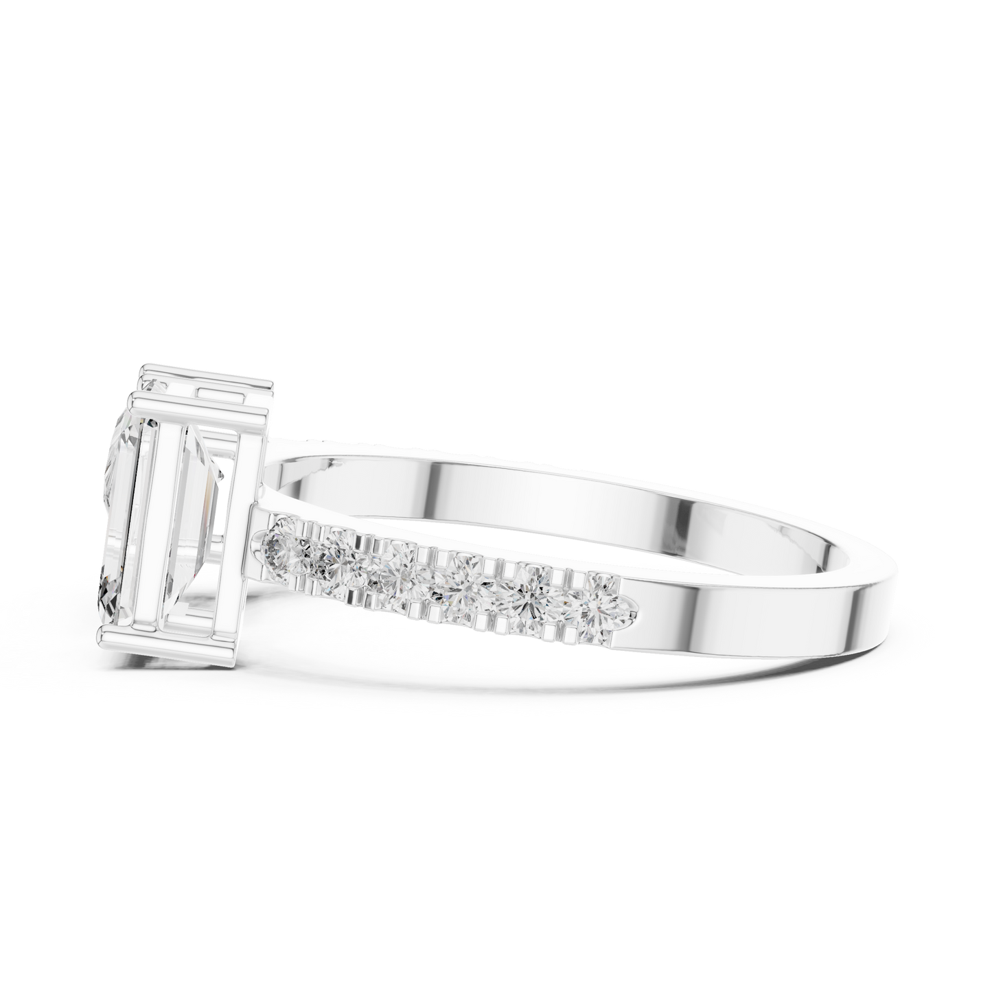Toi et Moi Rose Gold Open Cuff Ring with Emerald & Pear Diamonds in Rose Gold
